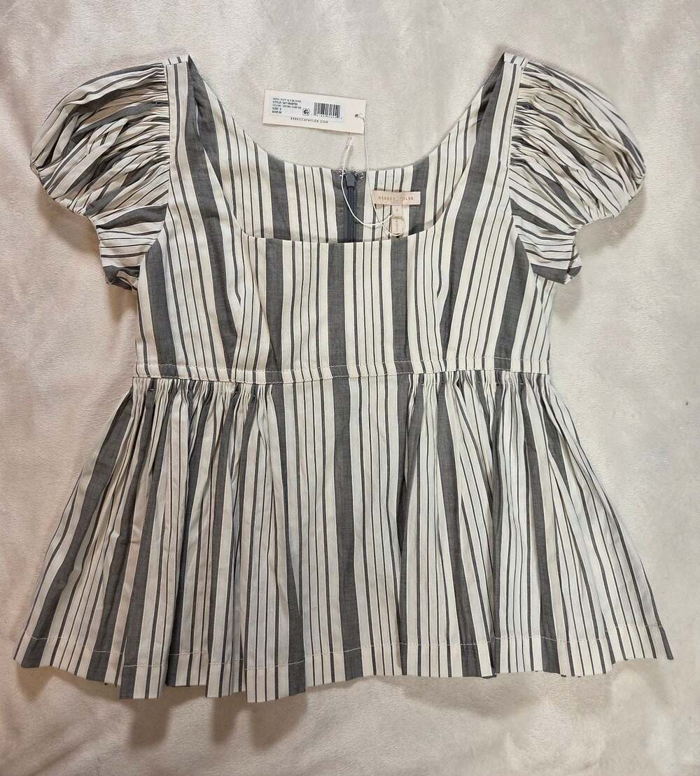 Rebecca Taylor Puff Sleeve Cotton Blouse,Cottagecore, Size 2 NWT